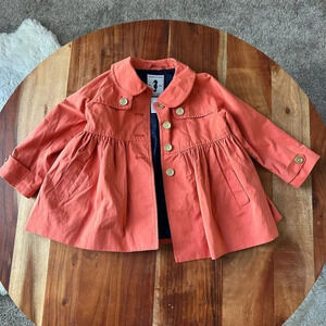 JANIE AND JACK Baby Girl 12-24M Orange SwingTrench‎ Coat Preppy Coastal